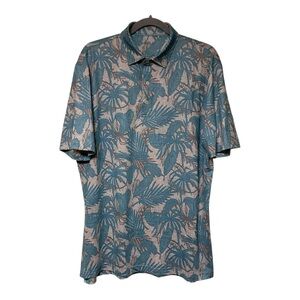 Johnnie-O Men’s Murry Seal Polo Shirt Size Large Tropical Print Stretch UPF 50+